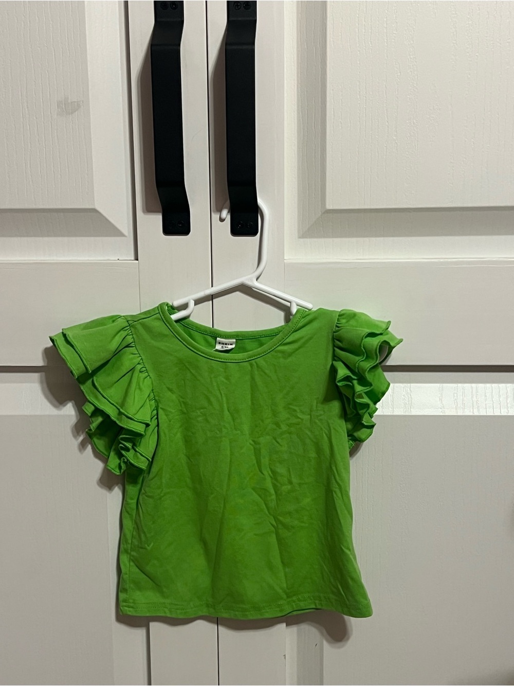 SHEIN Girls Ruffle Sleeve Tee - Bright Green
